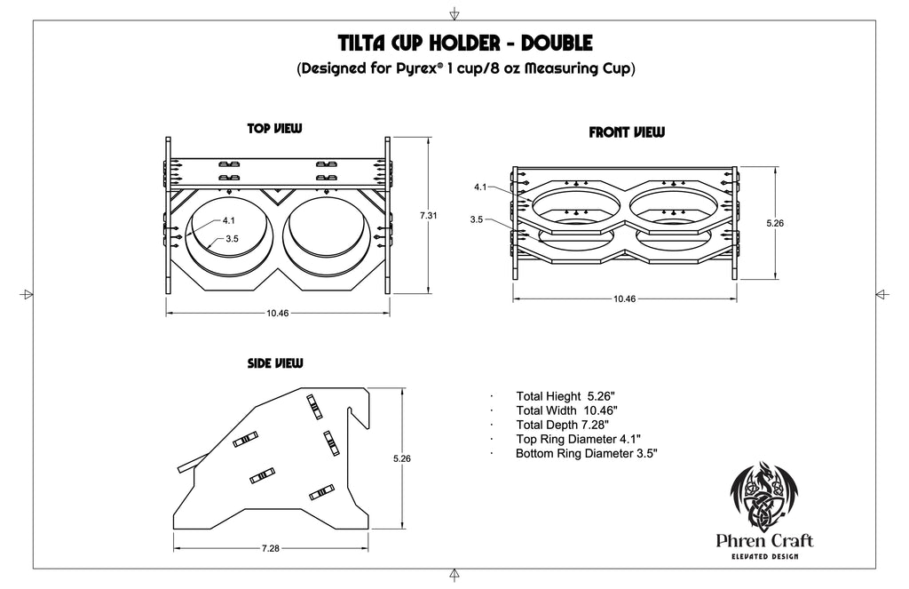 Tilta Cup Holder - Dual Pyrex